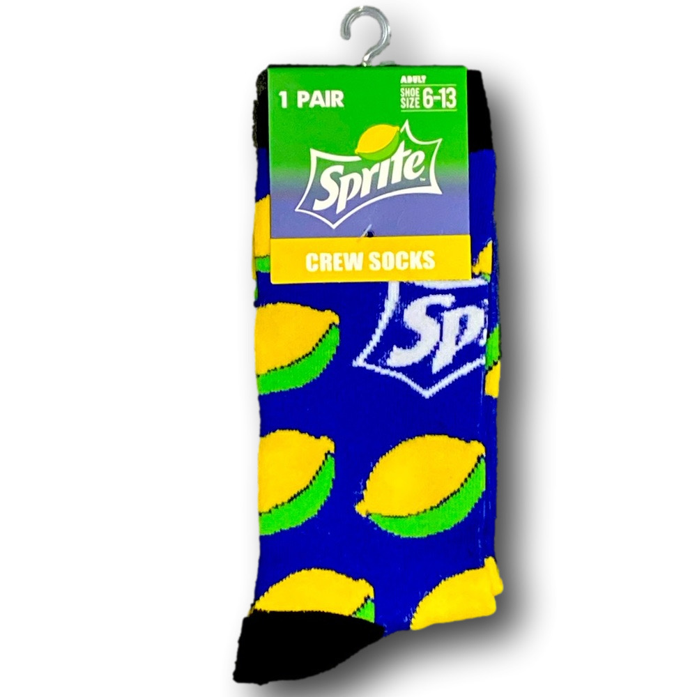 3/$20 Sprite Lemon Lime Soda Retro Logo Funny Novelty Crew Socks - NWT